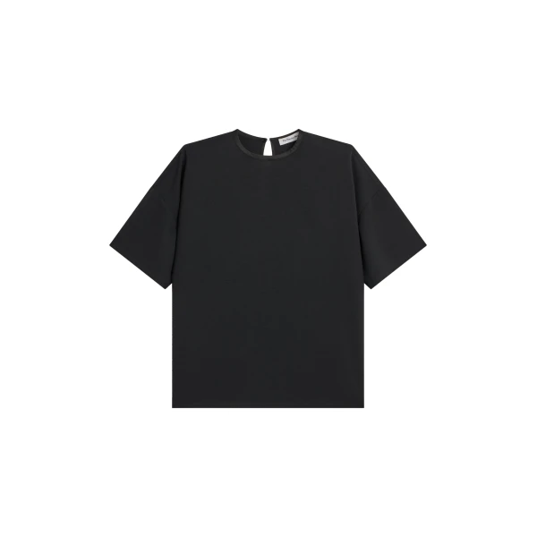 The Frankie Shop Callice Padded T-Shirt - Black - Oversized Minimalist Tops in Black - Shop at Coveti