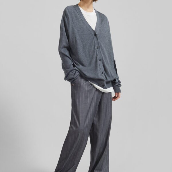 The Frankie Shop Calvane Two-Way Cardigan - Grey - Oversized Minimalist Knitwear in Grey - Shop at Coveti