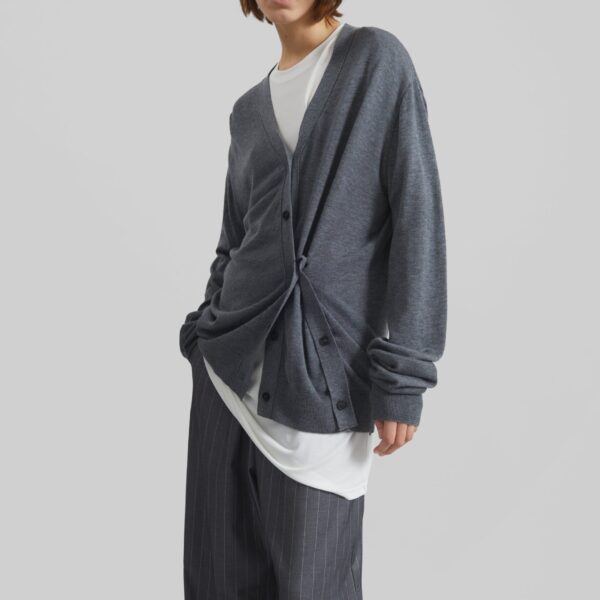 The Frankie Shop Calvane Two-Way Cardigan - Grey - Oversized Minimalist Knitwear in Grey - Shop at Coveti