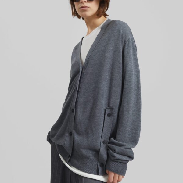 The Frankie Shop Calvane Two-Way Cardigan - Grey - Oversized Minimalist Knitwear in Grey - Shop at Coveti
