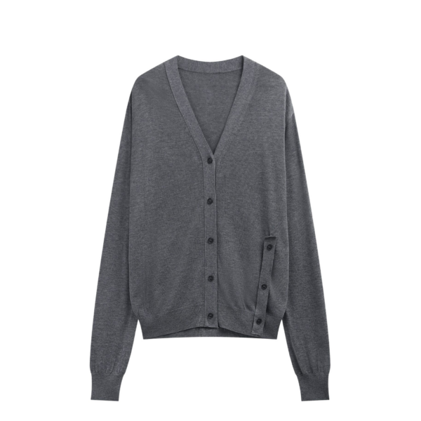 The Frankie Shop Calvane Two-Way Cardigan - Grey - Oversized Minimalist Knitwear in Grey - Shop at Coveti