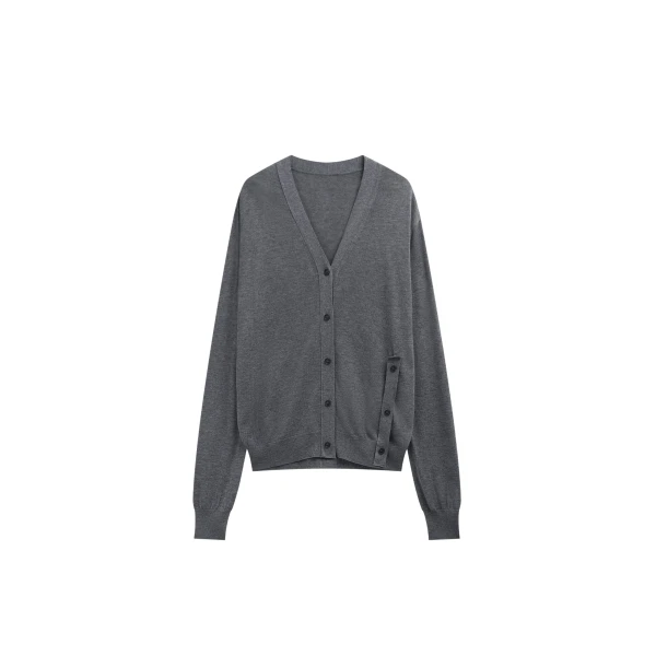 The Frankie Shop Calvane Two-Way Cardigan - Grey - Oversized Minimalist Knitwear in Grey - Shop at Coveti
