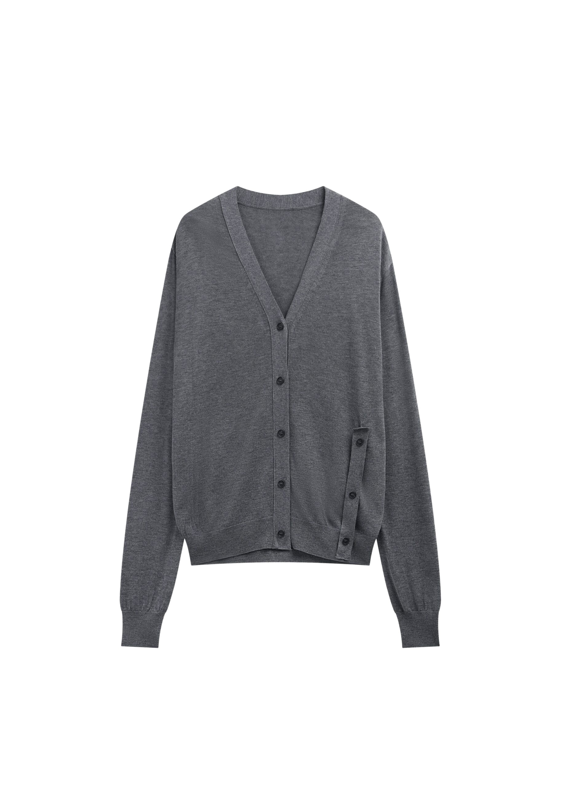 The Frankie Shop Calvane Two-Way Cardigan - Grey - Oversized Minimalist Knitwear in Grey - Shop at Coveti