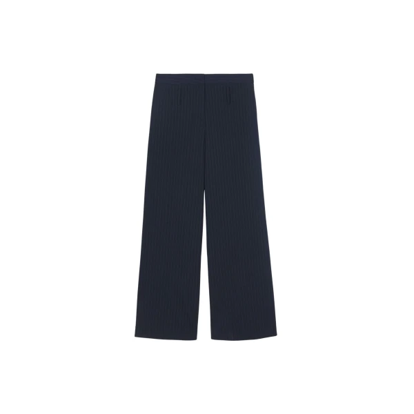 The Frankie Shop Camlez Low Belt Loop Trousers - Navy Pinstripe - Oversized Minimalist Pants in Multicolour - Shop at Coveti