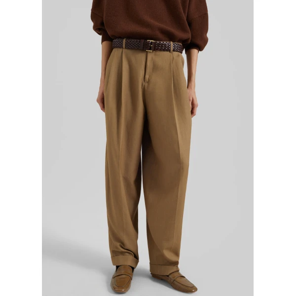 The Frankie Shop Canberra Pleated Trousers – Camel, view 6