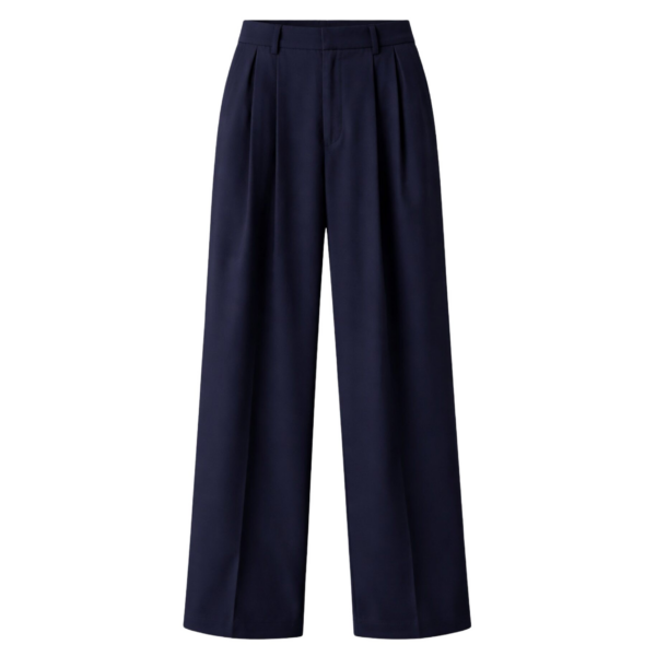 The Frankie Shop Canmore Pleated Trousers - Navy - Oversized Minimalist Pants in Blue - Shop at Coveti
