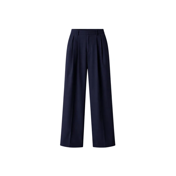 The Frankie Shop Canmore Pleated Trousers - Navy - Oversized Minimalist Pants in Blue - Shop at Coveti