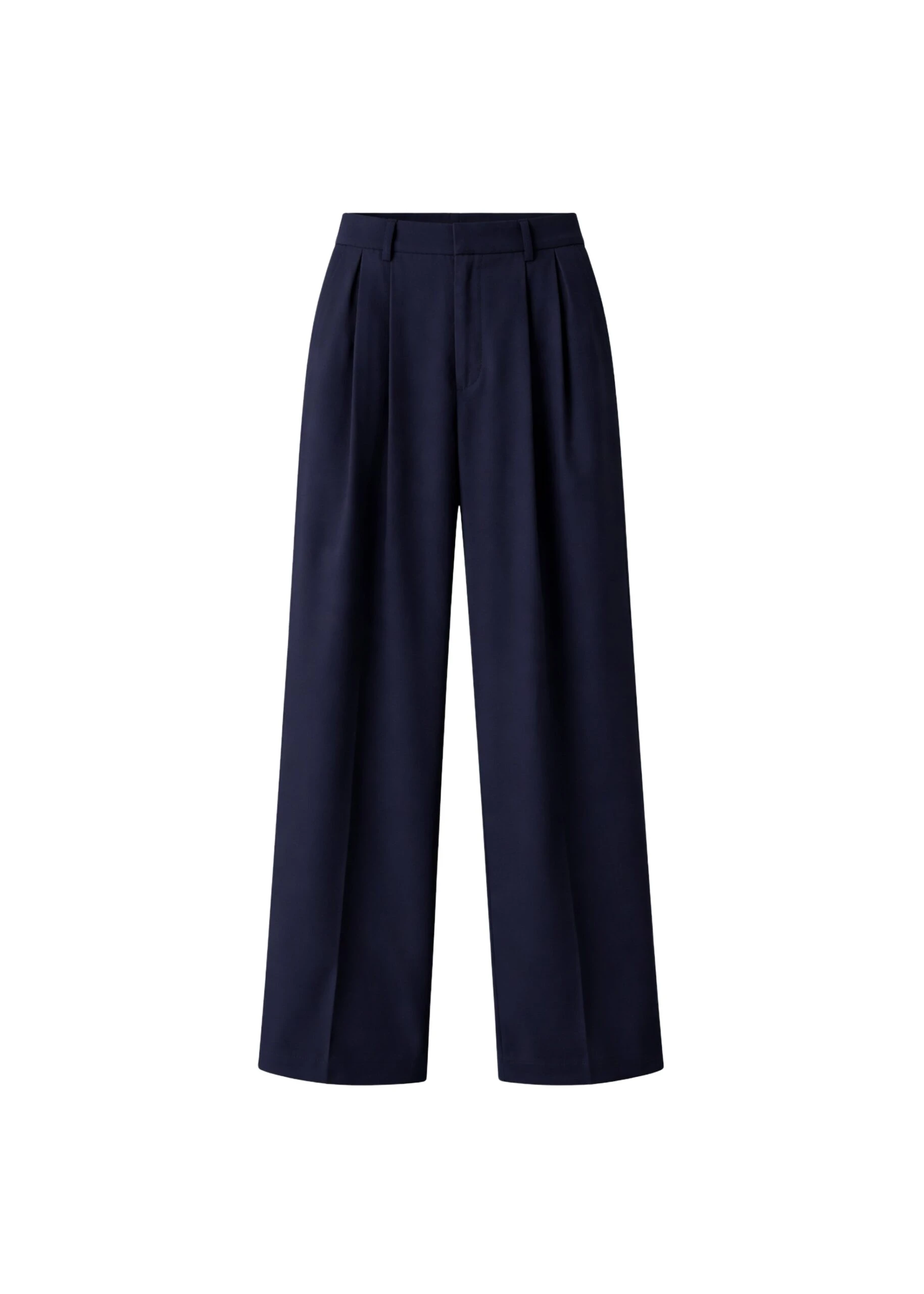 The Frankie Shop Canmore Pleated Trousers - Navy - Oversized Minimalist Pants in Blue - Shop at Coveti