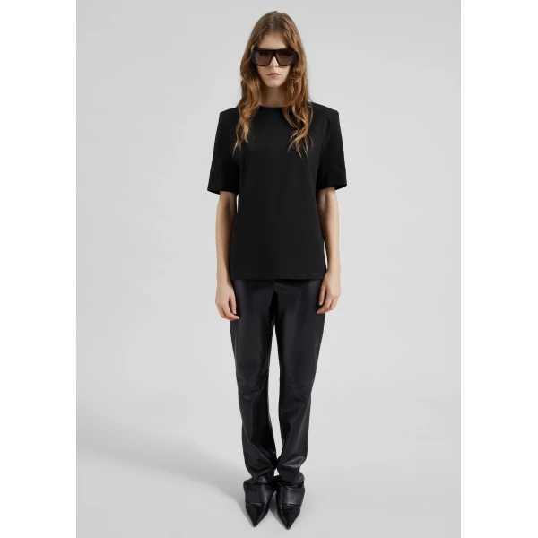 The Frankie Shop Carrington Padded Shoulder Tee – Black Top, view 3