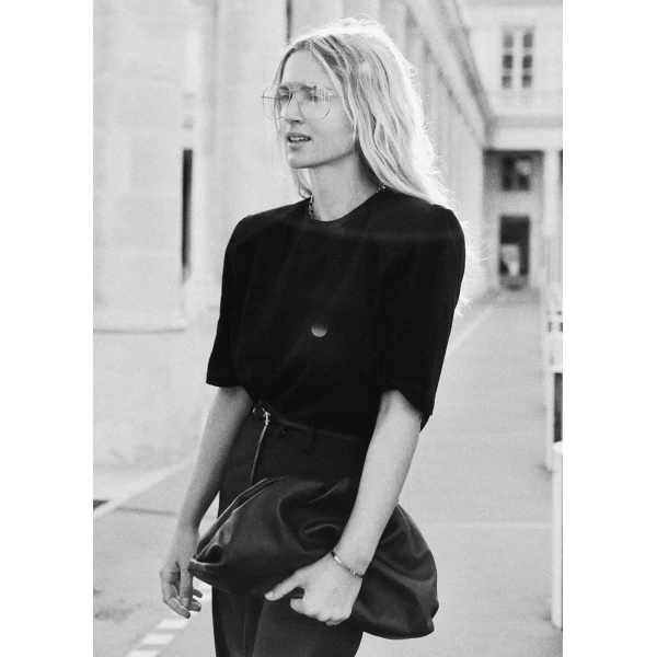 The Frankie Shop Carrington Padded Shoulder Tee - Black - Oversized Minimalist Tops in Black - Shop at Coveti