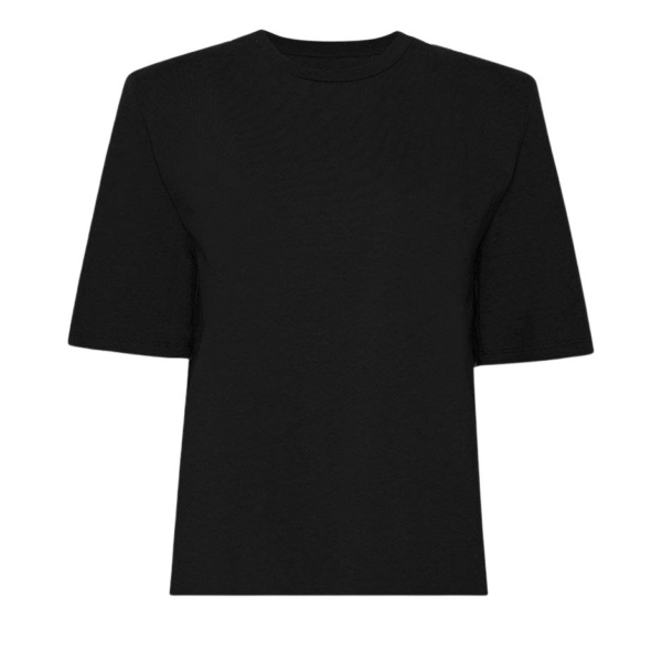 The Frankie Shop Carrington Padded Shoulder Tee - Black - Oversized Minimalist Tops in Black - Shop at Coveti