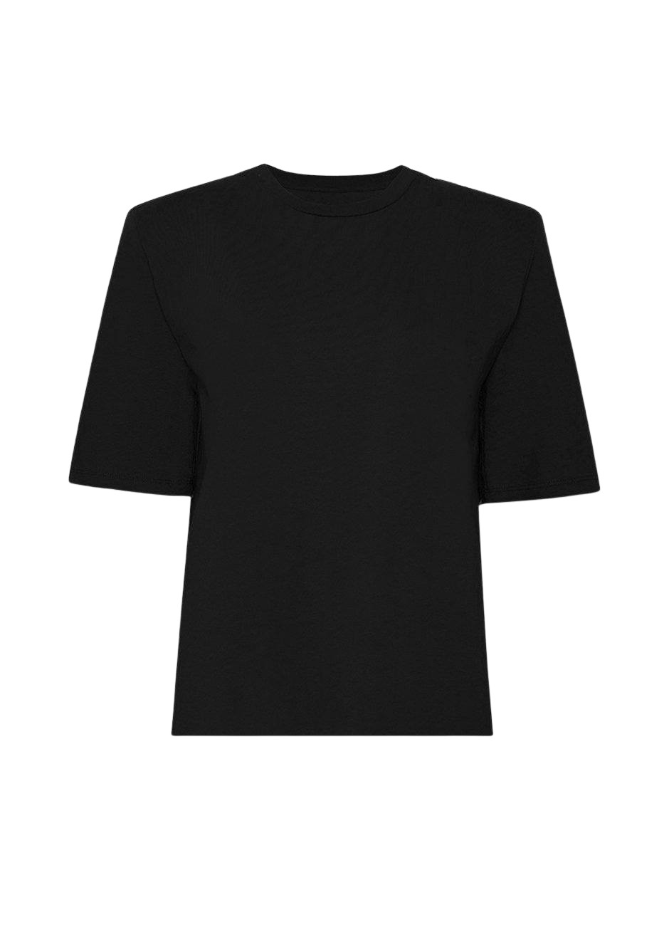 The Frankie Shop Carrington Padded Shoulder Tee – Black Top