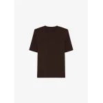 The Frankie Shop Carrington Padded Shoulder Tee - Brown - Oversized Minimalist Tops in Beige - Shop at Coveti