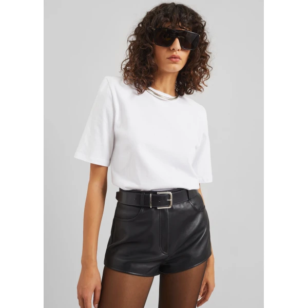 The Frankie Shop Carrington Padded Shoulder Tee – White Top, view 2