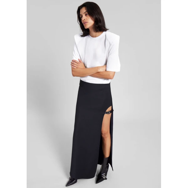 The Frankie Shop Carrington Padded Shoulder Tee – White Top, view 3