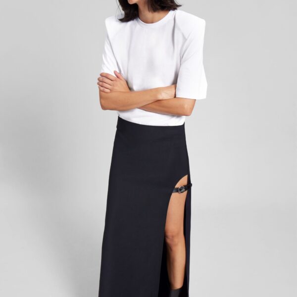The Frankie Shop Carrington Padded Shoulder Tee - White - Oversized Minimalist Tops in White - Shop at Coveti