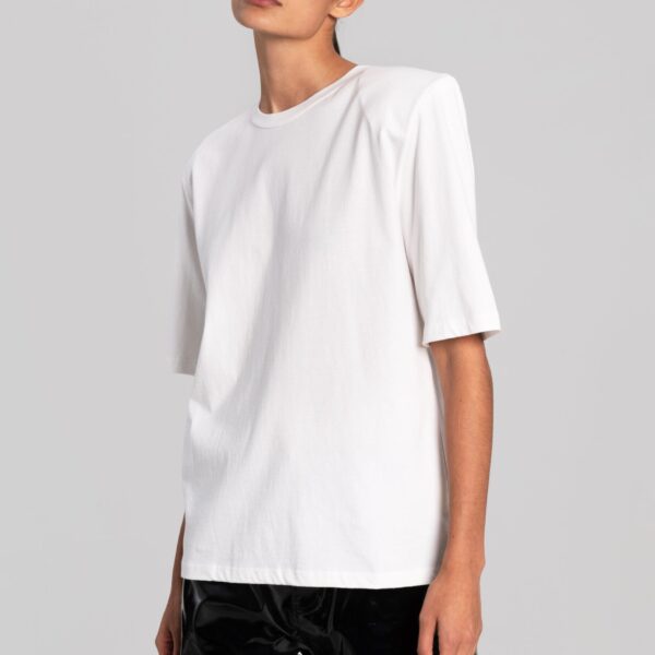 The Frankie Shop Carrington Padded Shoulder Tee - White - Oversized Minimalist Tops in White - Shop at Coveti
