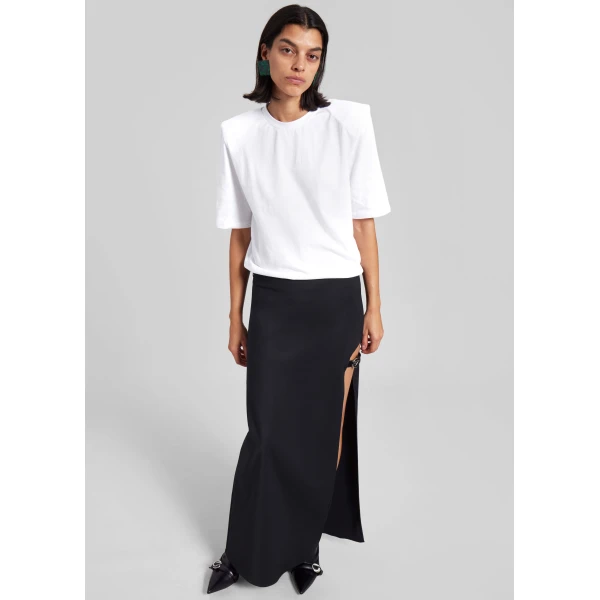 The Frankie Shop Carrington Padded Shoulder Tee – White Top, view 6