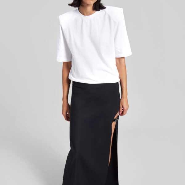 The Frankie Shop Carrington Padded Shoulder Tee - White - Oversized Minimalist Tops in White - Shop at Coveti