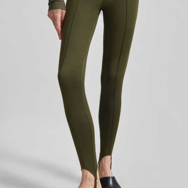 The Frankie Shop Caserta Stirrup Leggings - Olive - Oversized Minimalist Pants in Green - Shop at Coveti