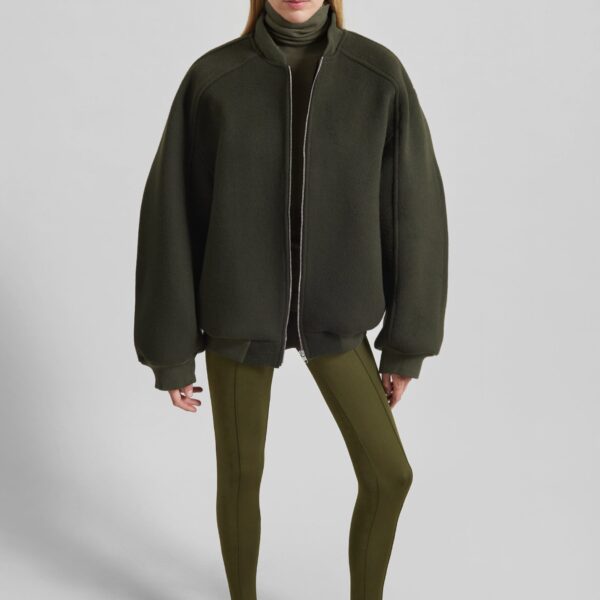 The Frankie Shop Caserta Stirrup Leggings - Olive - Oversized Minimalist Pants in Green - Shop at Coveti