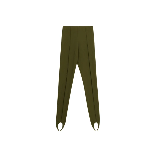 The Frankie Shop Caserta Stirrup Leggings - Olive - Oversized Minimalist Pants in Green - Shop at Coveti