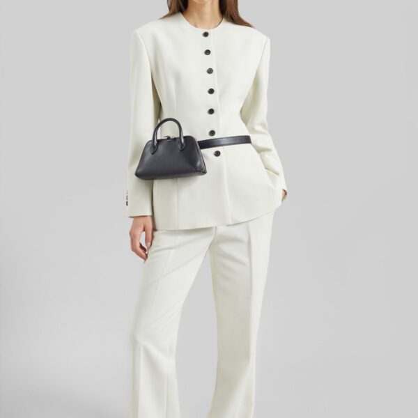 The Frankie Shop Chesnay Collarless Blazer - Cream - Oversized Minimalist Jackets in Ivory - Shop at Coveti