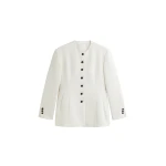 The Frankie Shop Chesnay Collarless Blazer - Cream - Oversized Minimalist Jackets in Ivory - Shop at Coveti