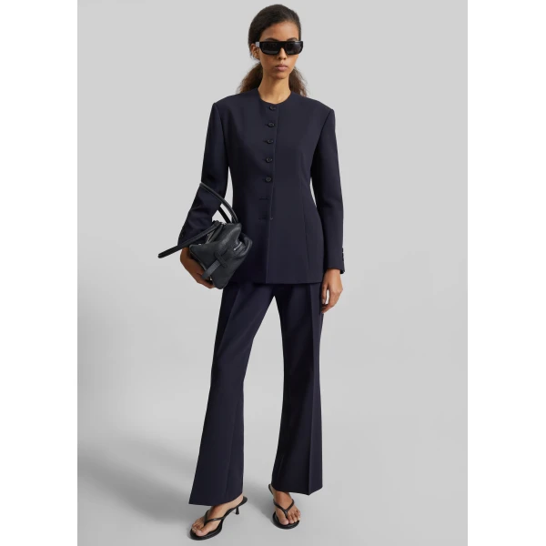 The Frankie Shop Chesnay Collarless Blazer – Navy, view 2