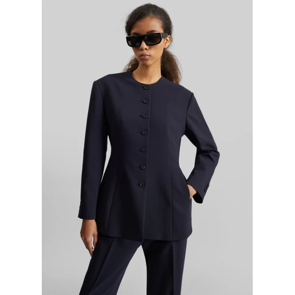 The Frankie Shop Chesnay Collarless Blazer – Navy, view 6