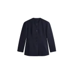 The Frankie Shop Chesnay Collarless Blazer - Navy - Oversized Minimalist Jackets in Blue - Shop at Coveti