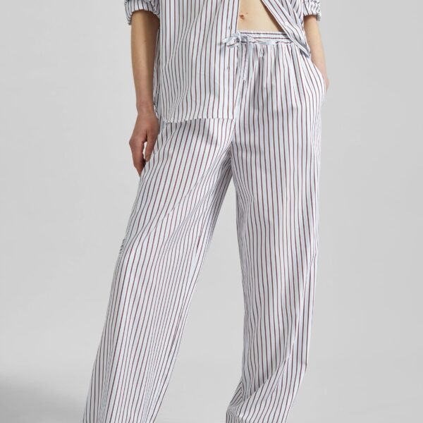 The Frankie Shop Cisco Striped Cotton Trousers - Dark Red/Light Blue - Oversized Minimalist Pants in Multicolour - Shop at Coveti