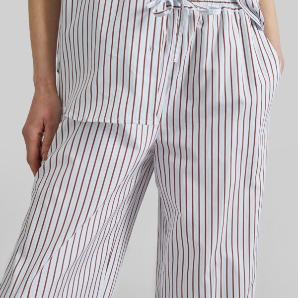 The Frankie Shop Cisco Striped Cotton Trousers - Dark Red/Light Blue - Oversized Minimalist Pants in Multicolour - Shop at Coveti