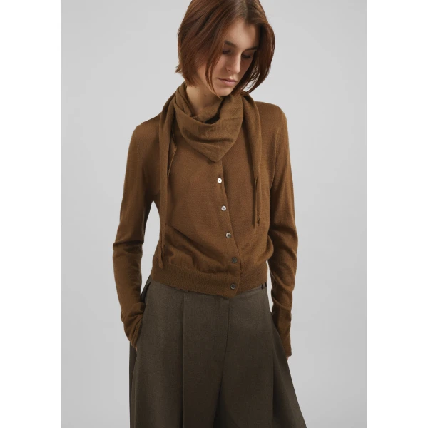 The Frankie Shop Clervaux Scarf Cardigan – Brown, view 2