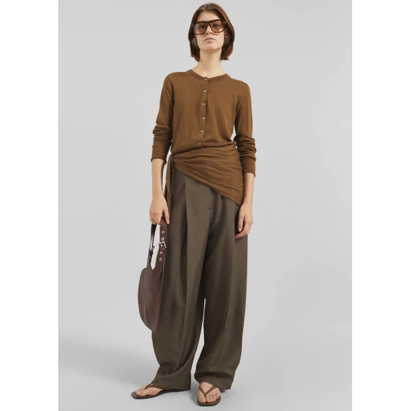 The Frankie Shop Clervaux Scarf Cardigan – Brown, view 3