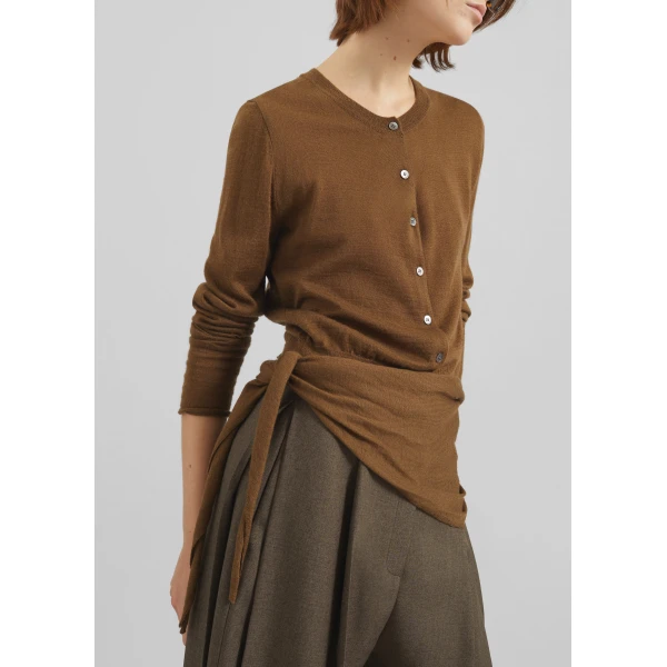 The Frankie Shop Clervaux Scarf Cardigan – Brown, view 4