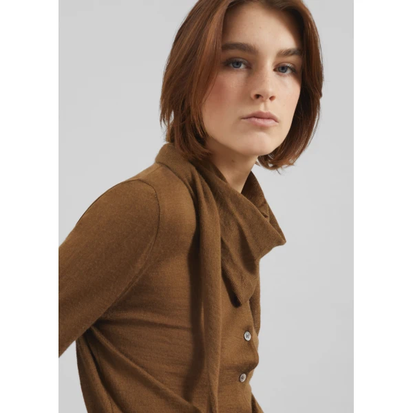 The Frankie Shop Clervaux Scarf Cardigan – Brown, view 6