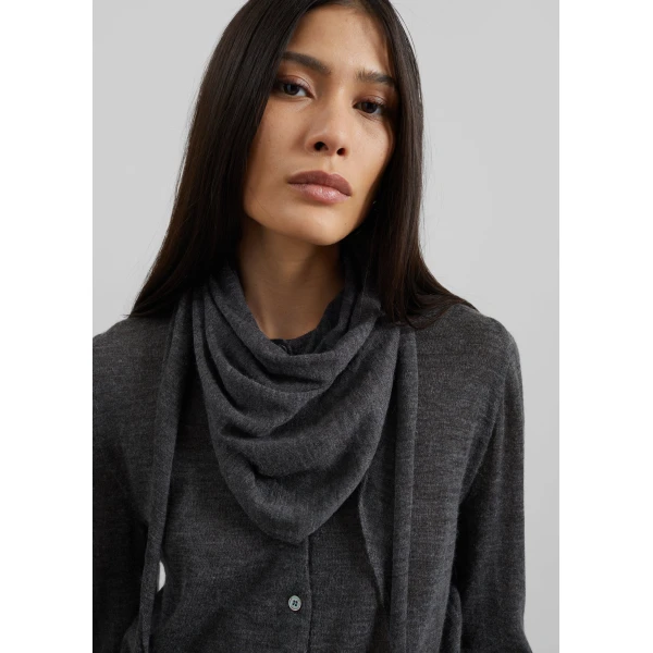 The Frankie Shop Clervaux Scarf Cardigan – Dark Grey Melange, view 2