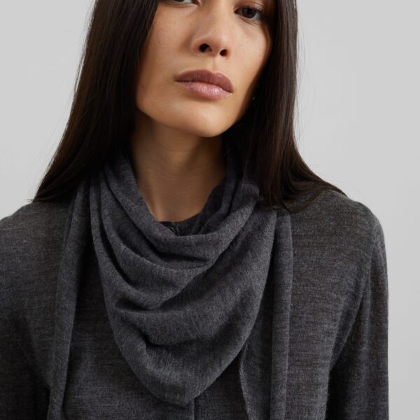 The Frankie Shop Clervaux Scarf Cardigan - Dark Grey Melange - Oversized Minimalist Knitwear in Grey - Shop at Coveti