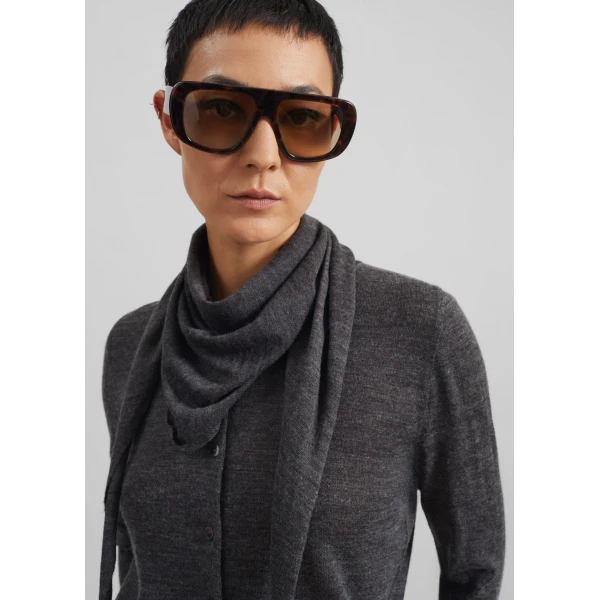 The Frankie Shop Clervaux Scarf Cardigan – Dark Grey Melange, view 5
