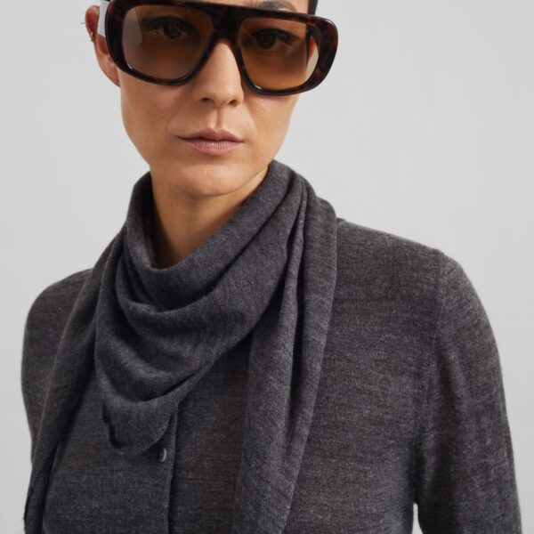 The Frankie Shop Clervaux Scarf Cardigan - Dark Grey Melange - Oversized Minimalist Knitwear in Grey - Shop at Coveti