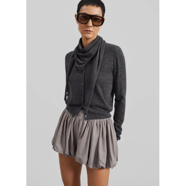 The Frankie Shop Clervaux Scarf Cardigan – Dark Grey Melange, view 6