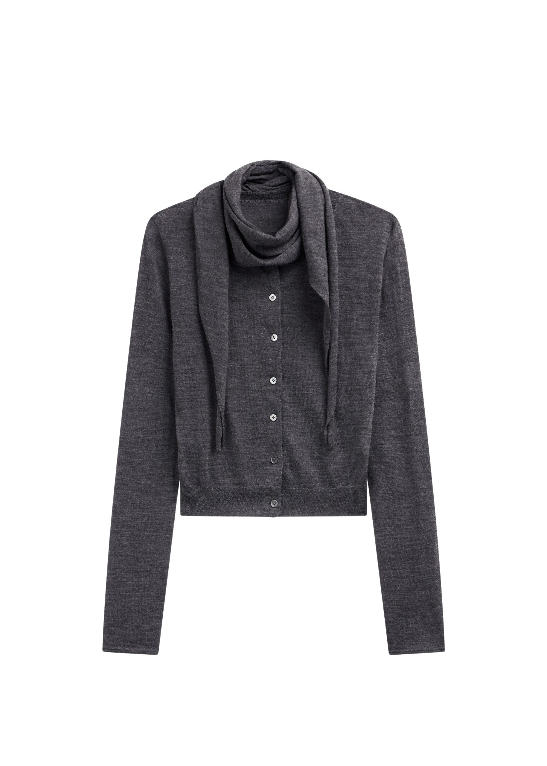 The Frankie Shop Clervaux Scarf Cardigan - Dark Grey Melange - Oversized Minimalist Knitwear in Grey - Shop at Coveti