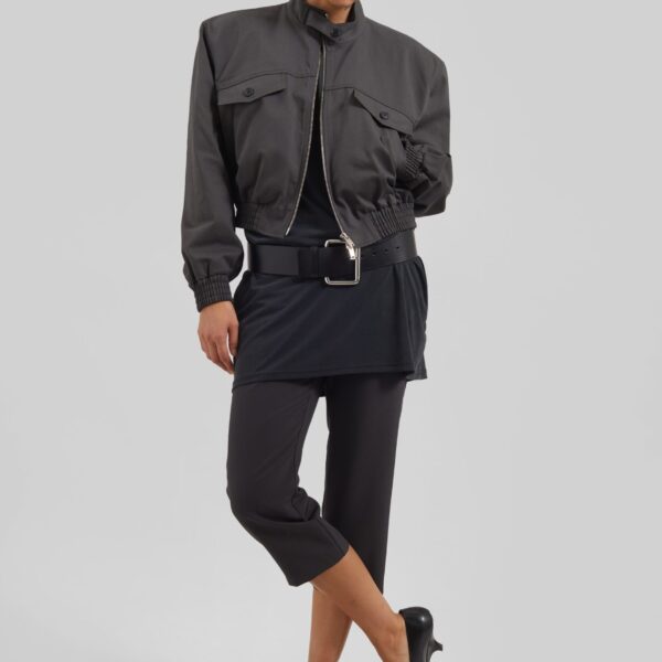 The Frankie Shop Cobain Padded Cropped Bomber - Charcoal - Oversized Minimalist Jackets in Grey - Shop at Coveti