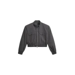 The Frankie Shop Cobain Padded Cropped Bomber - Charcoal - Oversized Minimalist Jackets in Grey - Shop at Coveti