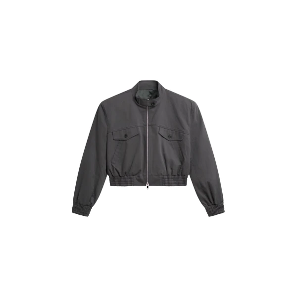 The Frankie Shop Cobain Padded Cropped Bomber - Charcoal - Oversized Minimalist Jackets in Grey - Shop at Coveti