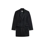 The Frankie Shop Coblence Textured Wool-Blend Coat - Black - Oversized Minimalist Coats in Black - Shop at Coveti