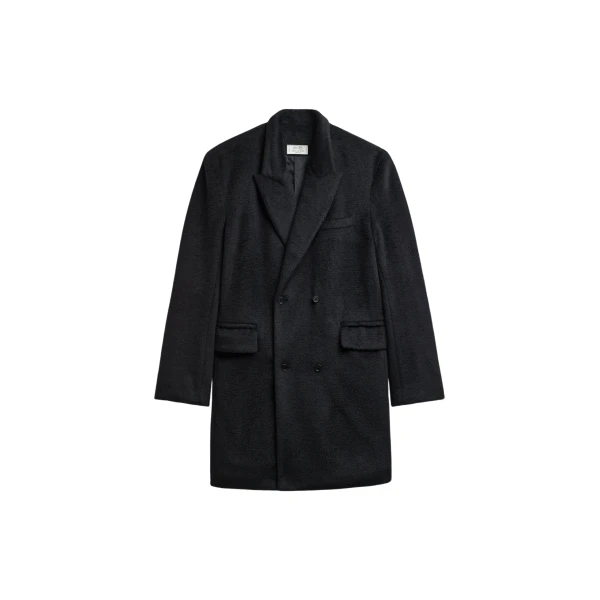The Frankie Shop Coblence Textured Wool-Blend Coat - Black - Oversized Minimalist Coats in Black - Shop at Coveti