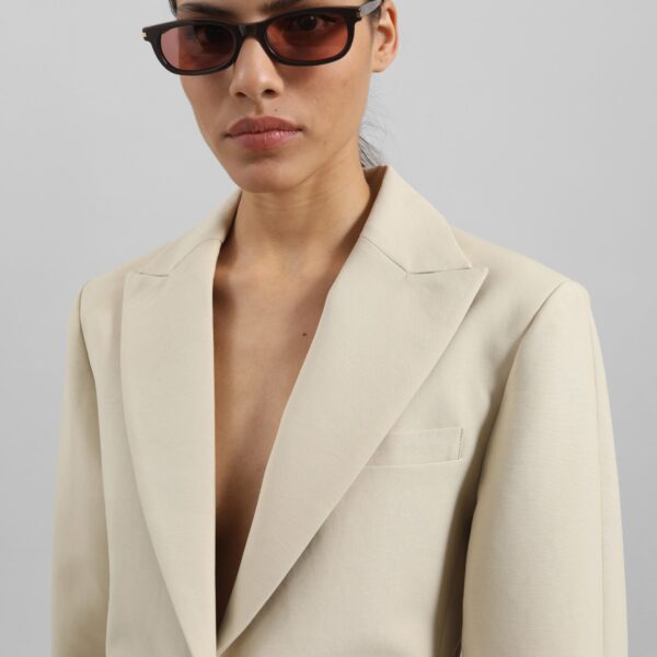 The Frankie Shop Colette Hourglass Blazer - Beige - Oversized Minimalist Jackets in Beige - Shop at Coveti