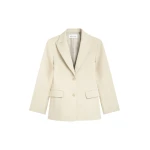 The Frankie Shop Colette Hourglass Blazer - Beige - Oversized Minimalist Jackets in Beige - Shop at Coveti
